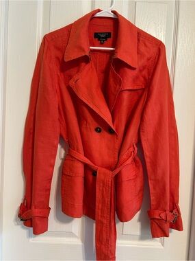 Talbots Bright Orange Belted Trench Jacket